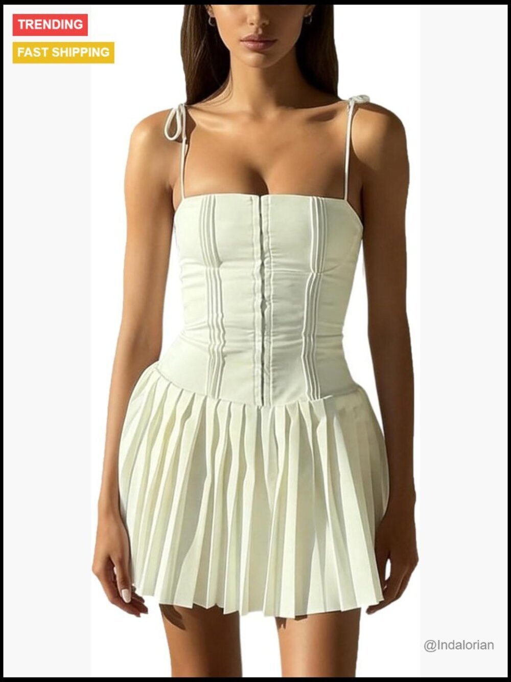 Backless Strappy Halter Dress, Lightweight Fabric, Adjustable Spaghetti Straps - Picture 1 of 7